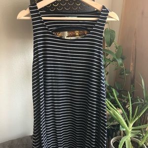 Navy and White Striped Swing Dress